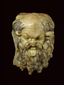Silenus cabeça de faiança de faiança vidrada